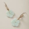 Palm Hibiscus Flower Drop Hoop Earrings